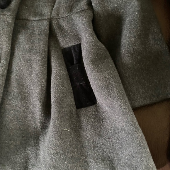 Rothschild Gray Faux Wool Black Velvet Trim Back Bow Adorable Peacoat 2T - Picture 9 of 16